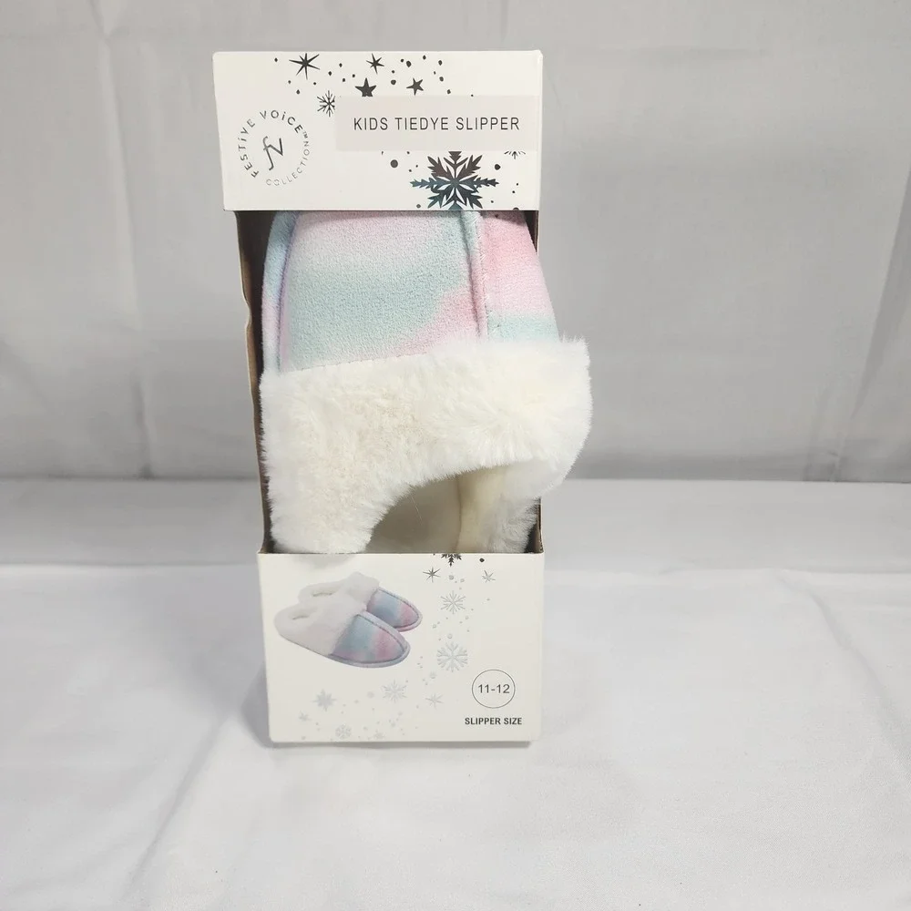Kids Tiedye Slippers Pink, Blue Size 11-12